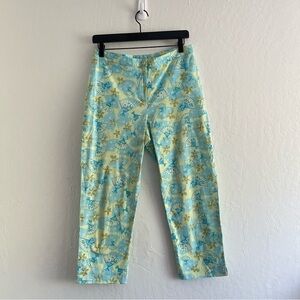 Vintage Lilly Pulitzer Capri Floral Fans Japanese Colorful Cropped Womens Size 8